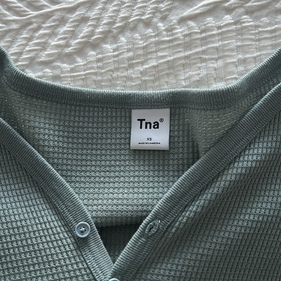 Blue/Grey Aritzia Waffle Top - Picture 2 of 3